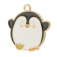 Tibetan Style Enamel Pendants, Penguin, gold color plated, Unisex, mixed colors, nickel, lead & cadmium free, 22x23x1mm, Hole:Approx 2mm, Approx 500PCs/Bag, Sold By Bag