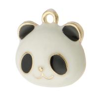 Tibetan Style Enamel Pendants, Panda, gold color plated, Unisex, white and black, nickel, lead & cadmium free, 17x17.50x6mm, Hole:Approx 2mm, Approx 500PCs/Bag, Sold By Bag