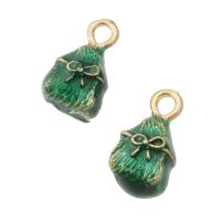 Tibetan Style Enamel Pendants, Rice Dumpling, gold color plated, Unisex, green, nickel, lead & cadmium free, 8.50x15.50x9mm, Hole:Approx 2mm, Approx 500PCs/Bag, Sold By Bag
