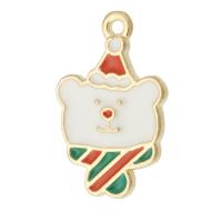 Tibetan Style Christmas Pendants, Bear, gold color plated, Unisex & enamel, mixed colors, nickel, lead & cadmium free, 14x22x2mm, Hole:Approx 1mm, Approx 500PCs/Bag, Sold By Bag