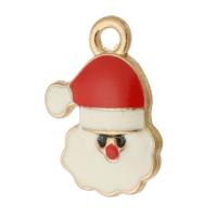 Zinc Alloy Christmas Pendants Santa Claus gold color plated Unisex & enamel mixed colors nickel lead & cadmium free Approx 2mm Approx Sold By Bag