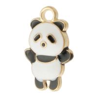 Tibetan Style Enamel Pendants, Panda, gold color plated, Unisex, white and black, nickel, lead & cadmium free, 11x18x3.50mm, Hole:Approx 2mm, Approx 500PCs/Bag, Sold By Bag
