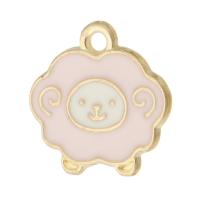 Zinc Alloy Enamel Pendants Sheep gold color plated Unisex pink nickel lead & cadmium free Approx 1.5mm Approx Sold By Bag