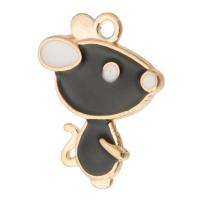 Zinc Alloy Enamel Pendants Mouse gold color plated Unisex black nickel lead & cadmium free Approx 2mm Approx Sold By Bag