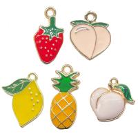 Zinc Alloy Enamel Pendants Fruit gold color plated DIY mixed colors nickel lead & cadmium free Sold By Bag
