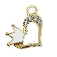 Zinc Alloy Enamel Pendants Heart gold color plated DIY & micro pave cubic zirconia nickel lead & cadmium free Sold By Bag