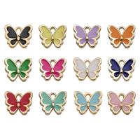 Zinc Alloy Enamel Pendants Butterfly gold color plated DIY nickel lead & cadmium free 4-5mm Sold By Bag