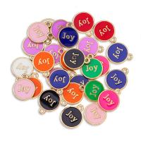 Zinc Alloy Enamel Pendants Round gold color plated DIY mixed colors nickel lead & cadmium free 10mm Sold By Bag