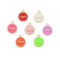 Zinc Alloy Enamel Pendants Round gold color plated DIY nickel lead & cadmium free 15mm Sold By Bag