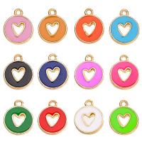 Zinc Alloy Enamel Pendants Round gold color plated DIY nickel lead & cadmium free Sold By Bag