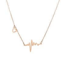 Stainless Steel Jewelry Necklace, 304 Stainless Steel, with 1.97inch extender chain, Electrocardiographic, fashion jewelry & for woman, rose gold color, Sold Per Approx 17.72 Inch Strand