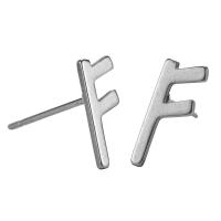 304 Stainless Steel Stud Earring, Letter F, fashion jewelry & for woman, original color, 4.94x11.55mm, Sold By Pair