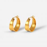 Titanium Steel  Earring, Donut, Vacuum Ion Plating, fashion jewelry & for woman, golden, 9.66x25.04mm, Sold By Pair