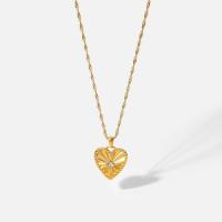 Stainless Steel Jewelry Necklace 304 Stainless Steel with 6cm extender chain Heart Vacuum Ion Plating fashion jewelry & micro pave cubic zirconia & for woman golden Length 41 cm Sold By PC