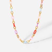 Titanstahl Halskette, mit Verlängerungskettchen von 5cm, Einstellbar & Modeschmuck & für Frau & hohl, goldfarben, 8mm, Länge:43.5 cm, verkauft von PC