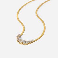 Titanstahl Halskette, mit Verlängerungskettchen von 4.6cm, Modeschmuck & Micro pave Zirkonia & für Frau, goldfarben, Länge:40 cm, verkauft von PC