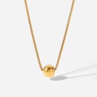 Stainless Steel Jewelry Necklace 304 Stainless Steel Round Vacuum Ion Plating fashion jewelry & for woman golden 12mm Length 64.3 cm Sold By PC