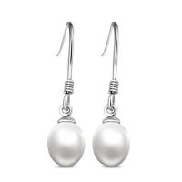 Freshwater Pearl Earrings, 925 Sterling Silver, with Freshwater Pearl, fashion jewelry & for woman, more colors for choice, 8-9mm, Sold By Pair