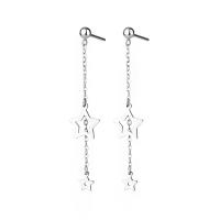 925 Sterling Silver Drop &  Dangle Earrings, Star, plated, for woman, more colors for choice, 46mm, Sold By Pair
