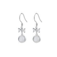 Cats Eye Earring 925 Sterling Silver with Cats Eye plated micro pave cubic zirconia & for woman Sold By Pair