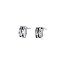 Cubic Zirconia Micro Pave Sterling Silver Earring 925 Sterling Silver plated micro pave cubic zirconia & for woman & enamel Sold By Pair