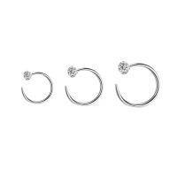 Fashion Earring Cuff and Wraps, 925 Sterling Silver, platinum color plated, different size for choice & micro pave cubic zirconia & for woman, Sold By PC