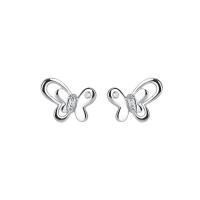 Cubic Zirconia Micro Pave Sterling Silver Earring 925 Sterling Silver Butterfly plated polished & micro pave cubic zirconia & for woman Sold By Pair