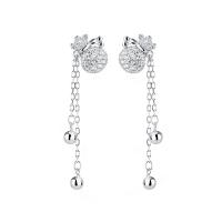 925 Sterling Silver Drop &  Dangle Earrings, plated, polished & micro pave cubic zirconia & for woman, more colors for choice, 8x35mm, Sold By Pair