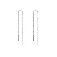 925 Sterling Silver Thread Through Earrings plated polished & for woman Sold By Pair