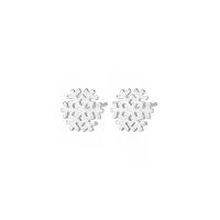 925 Sterling Silver Stud Earrings Snowflake plated polished & brushed & for woman Sold By Pair