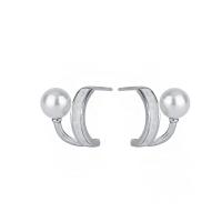 925 Sterling Silver Stud Earrings with Shell Pearl plated polished & for woman & epoxy gel Sold By Pair