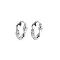 925 Sterling Silver Huggie Hoop Earring plated polished & micro pave cubic zirconia & for woman Sold By Pair