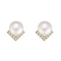 Cubic Zirconia Micro Pave Sterling Silver Earring, 925 Sterling Silver, with Plastic Pearl, plated, polished & micro pave cubic zirconia & for woman, more colors for choice, 7x7mm, Sold By Pair