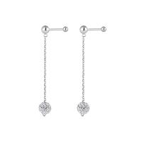 Cubic Zirconia Micro Pave Sterling Silver Earring 925 Sterling Silver platinum color plated polished & micro pave cubic zirconia & for woman 46mm Sold By Pair