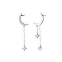 925 Sterling Silver Drop &  Dangle Earrings plated polished & micro pave cubic zirconia & for woman Sold By Pair