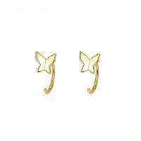 925 Sterling Silver Stud Earrings Butterfly plated polished & for woman Sold By Pair