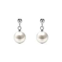 Freshwater Pearl Earrings, 925 Sterling Silver, with Freshwater Pearl, plated, for woman, more colors for choice, 8x16mm, Sold By Pair