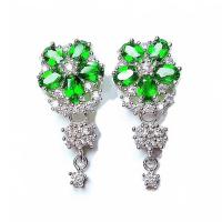 Cubic Zircon (CZ) Drop Earring Brass platinum color plated micro pave cubic zirconia & for woman green Sold By Pair