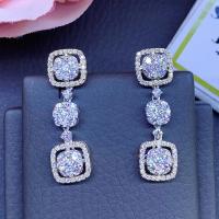 Cubic Zirconia Micro Pave Brass Earring, plated, micro pave cubic zirconia & for woman, more colors for choice, 33mm, Sold By Pair
