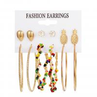 Zinc Alloy Earring Set with Seedbead 6 pieces & fashion jewelry & for woman & with rhinestone nickel lead & cadmium free Sold By Set