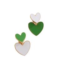 Tibetan Style Stud Earring, Heart, fashion jewelry & for woman & enamel, more colors for choice, nickel, lead & cadmium free, 17x12mm, Sold By Pair