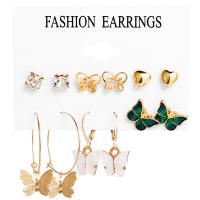 Zinc Alloy Earring Set with Plastic Pearl & Acrylic plated 6 pieces & fashion jewelry & for woman & with rhinestone nickel lead & cadmium free Sold By Set