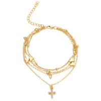 Zinc Alloy Anklet with 2.56 1.97inch extender chain fashion jewelry & for woman & with rhinestone nickel lead & cadmium free Length Approx 8.86 Inch Approx 9.17 Inch Sold By PC