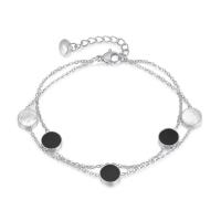 Stainless Steel Jewelry Bracelet 304 Stainless Steel with Shell & Acrylic with 1.57inch extender chain Vacuum Ion Plating fashion jewelry & for woman Length Approx 6.69 Inch Sold By PC