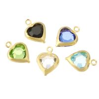 Cubic Zirconia Brass Pendants Heart gold color plated fashion jewelry & DIY & micro pave cubic zirconia Sold By Lot