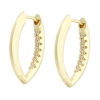 Cubic Zirconia Micro Pave Brass Earring, gold color plated, fashion jewelry & micro pave cubic zirconia & for woman, golden, 3x20x14mm, 10Pairs/Lot, Sold By Lot