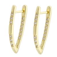 Cubic Zirconia Micro Pave Brass Earring, gold color plated, fashion jewelry & micro pave cubic zirconia & for woman, golden, 2.50x29x14mm, 10Pairs/Lot, Sold By Lot