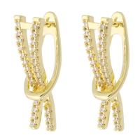 Cubic Zirconia Micro Pave Brass Earring, gold color plated, fashion jewelry & micro pave cubic zirconia & for woman, golden, 8x26x13.50mm, 10Pairs/Lot, Sold By Lot