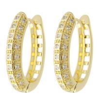 Cubic Zirconia Micro Pave Brass Earring Round gold color plated fashion jewelry & micro pave cubic zirconia & for woman golden Sold By Lot