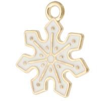 Tibetan Style Enamel Pendants, Snowflake, gold color plated, Unisex, white, nickel, lead & cadmium free, 17.50x21x1.50mm, Hole:Approx 2mm, Approx 500PCs/Bag, Sold By Bag
